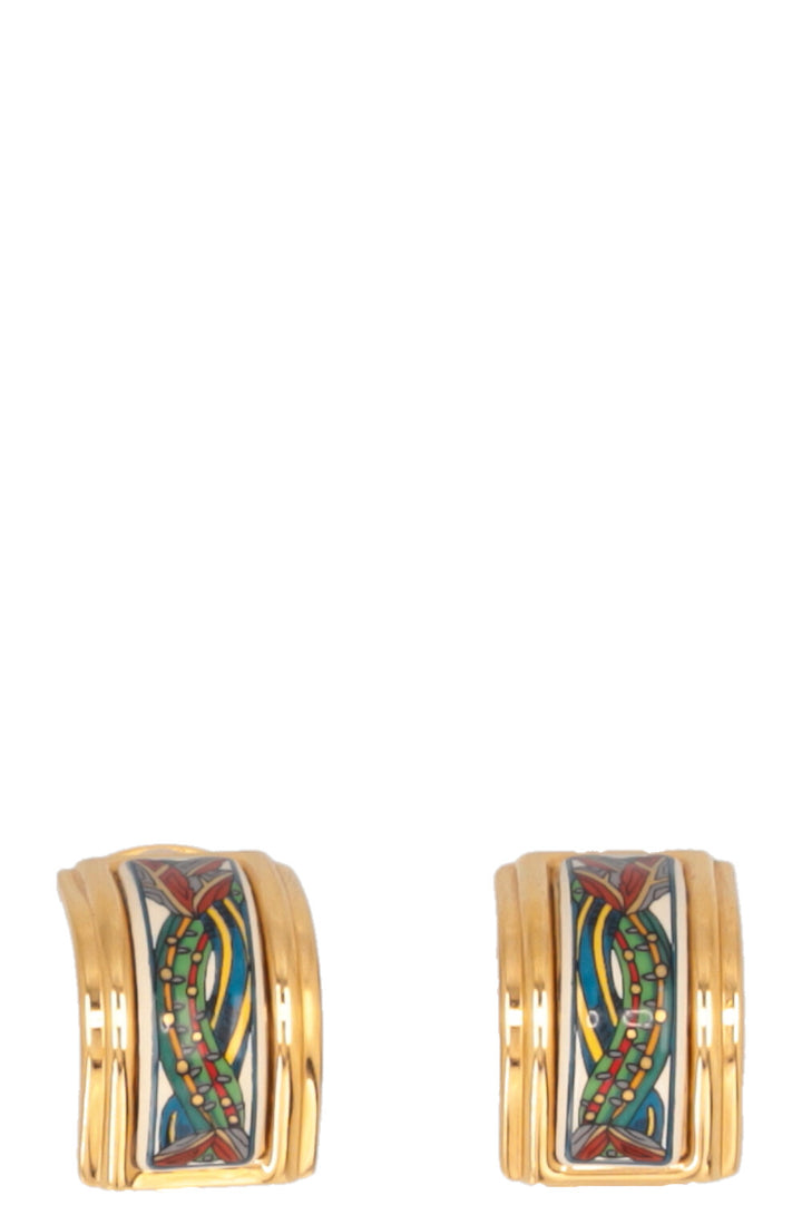 HERMÈS Fish Ear Clips Enamel Gold