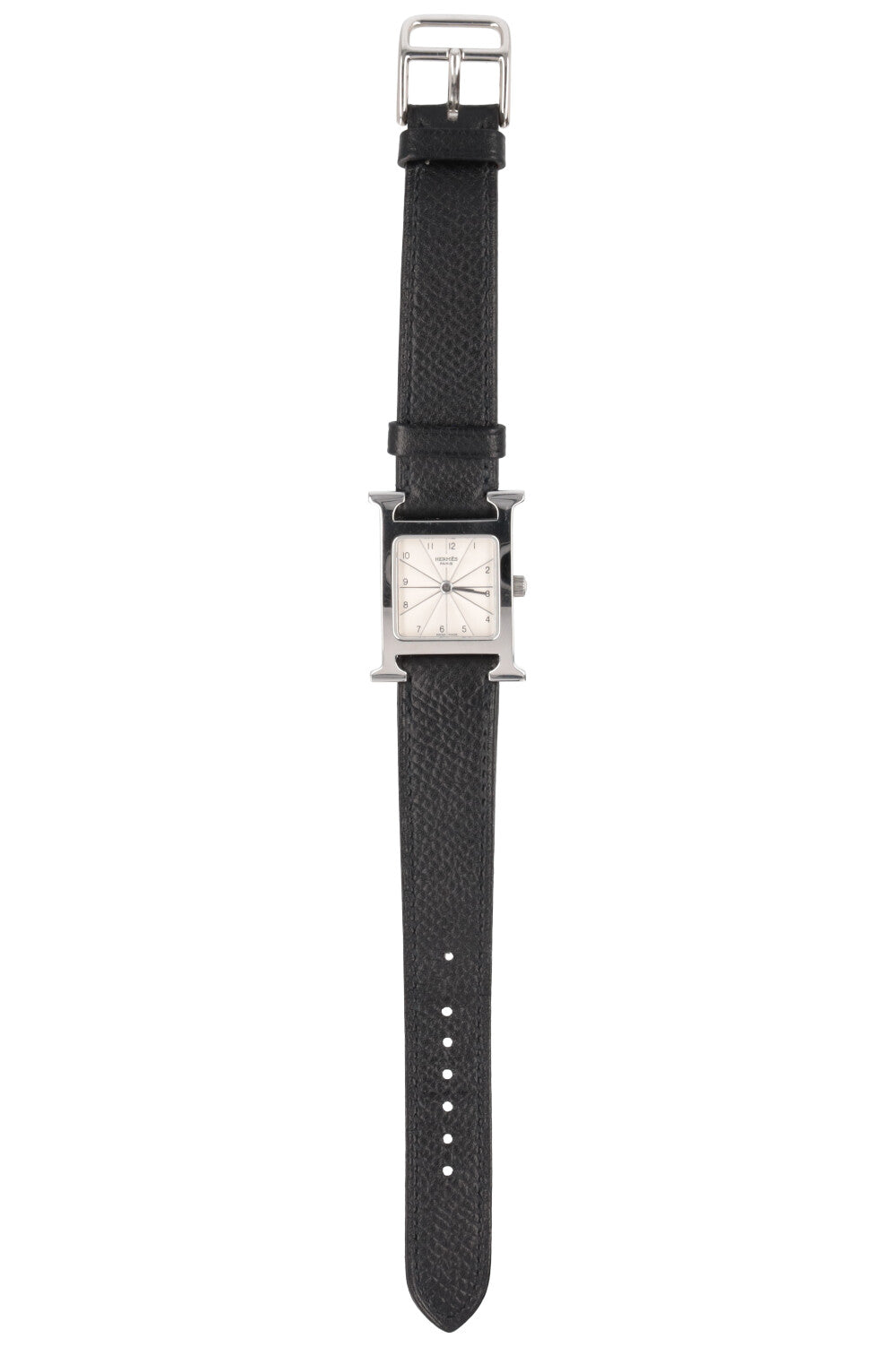 HERMÈS Montre Heure H Petit Model Epsom Palladium Black