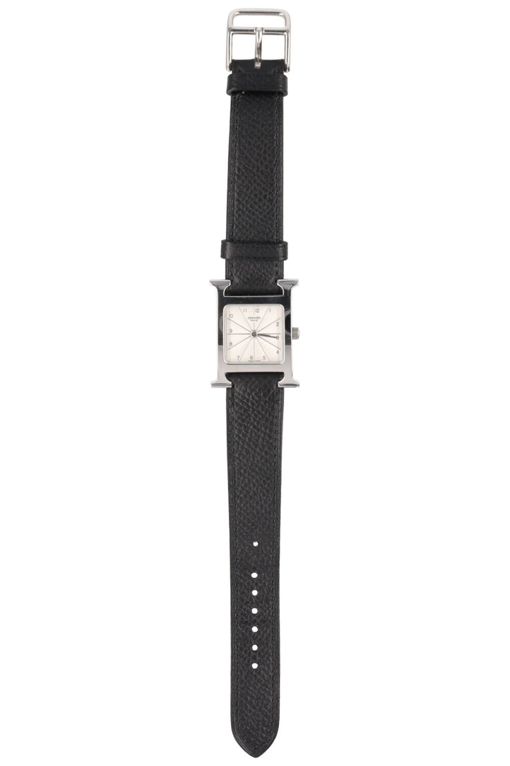 HERMÈS Montre Heure H Petit Model Epsom Palladium Black