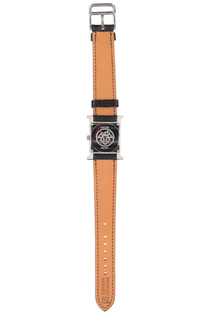 HERMÈS Montre Heure H Petit Model Epsom Palladium Black