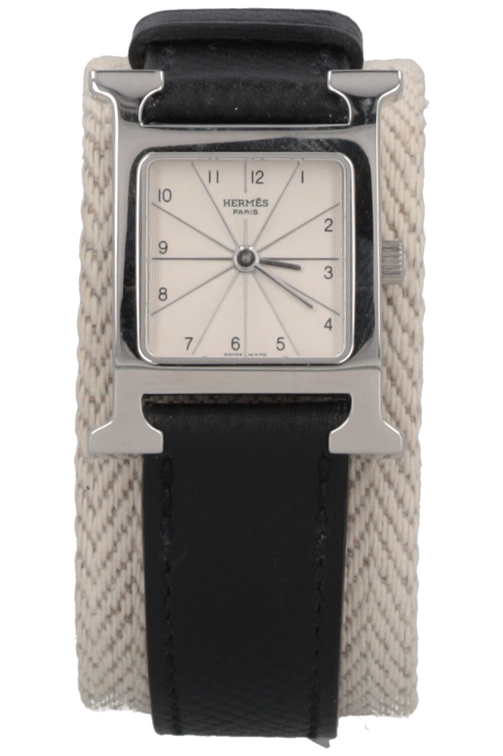 HERMÈS Montre Heure H Petit Model Epsom Palladium Black