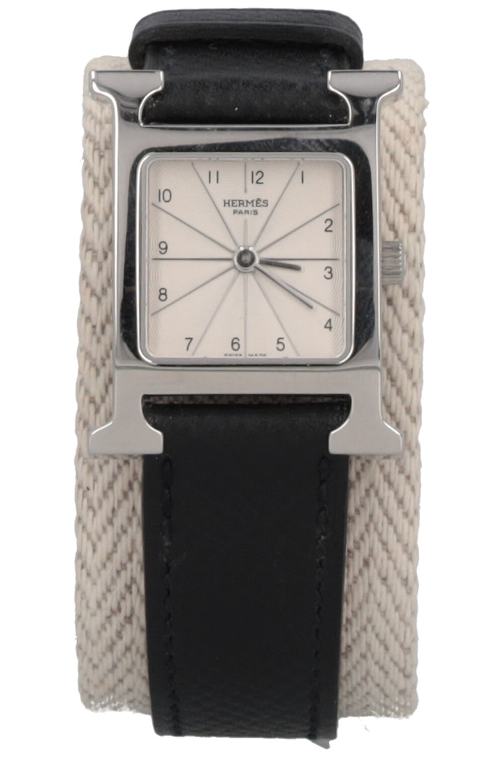 HERMÈS Montre Heure H Petit Model Epsom Palladium Black