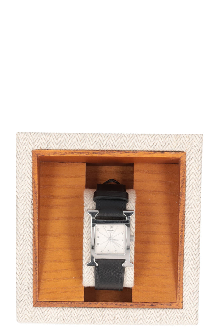 HERMÈS Montre Heure H Petit Model Epsom Palladium Black