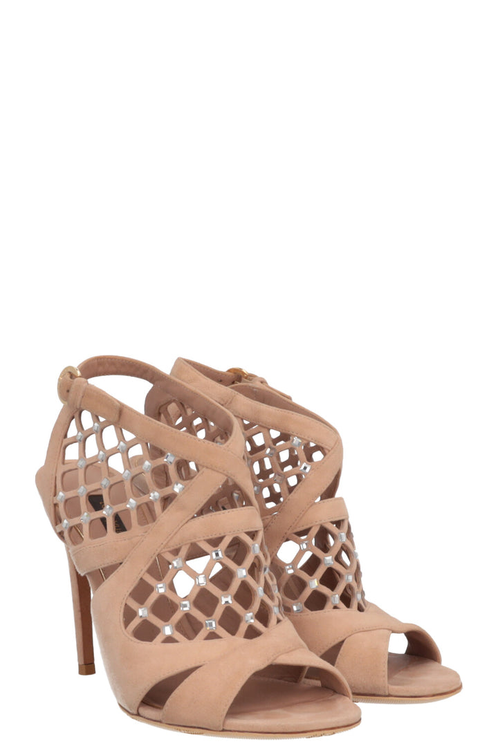 LOUIS VUITTON Crystals Heels Suede Nude