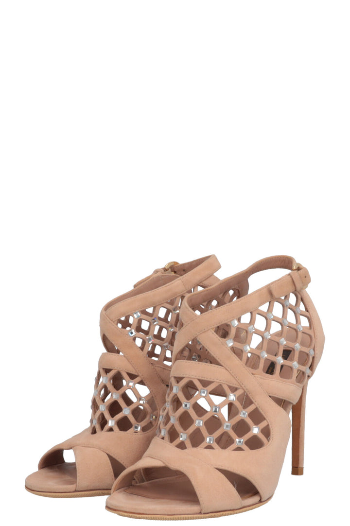 LOUIS VUITTON Escarpins Cristaux Daim Nude
