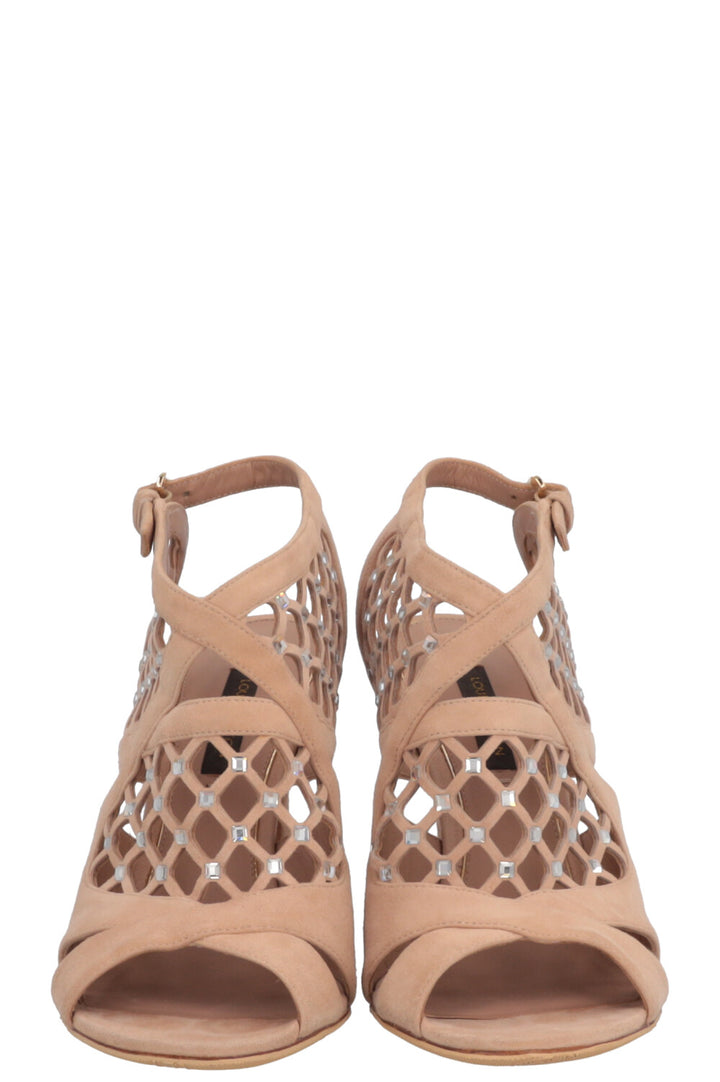 LOUIS VUITTON Escarpins Cristaux Daim Nude