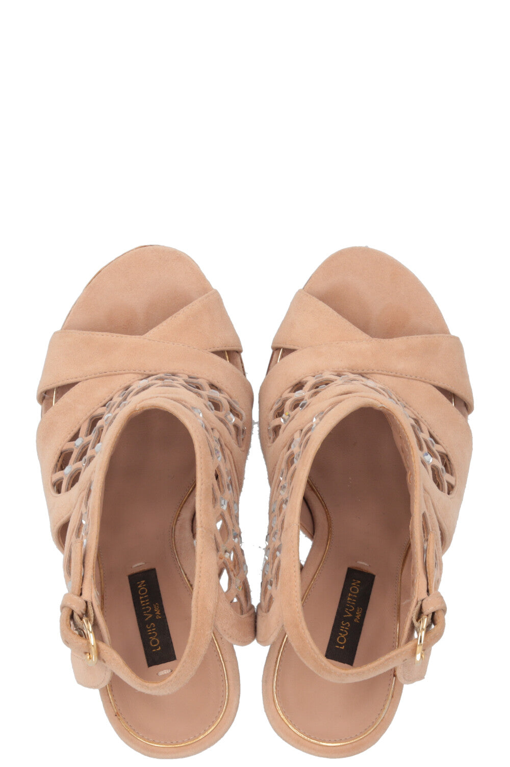 LOUIS VUITTON Escarpins Cristaux Daim Nude