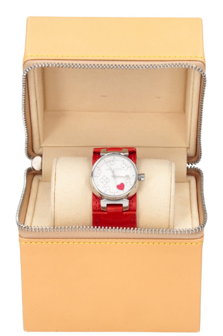 LOUIS VUITTON Tambour Lovely Heart Watch Red
