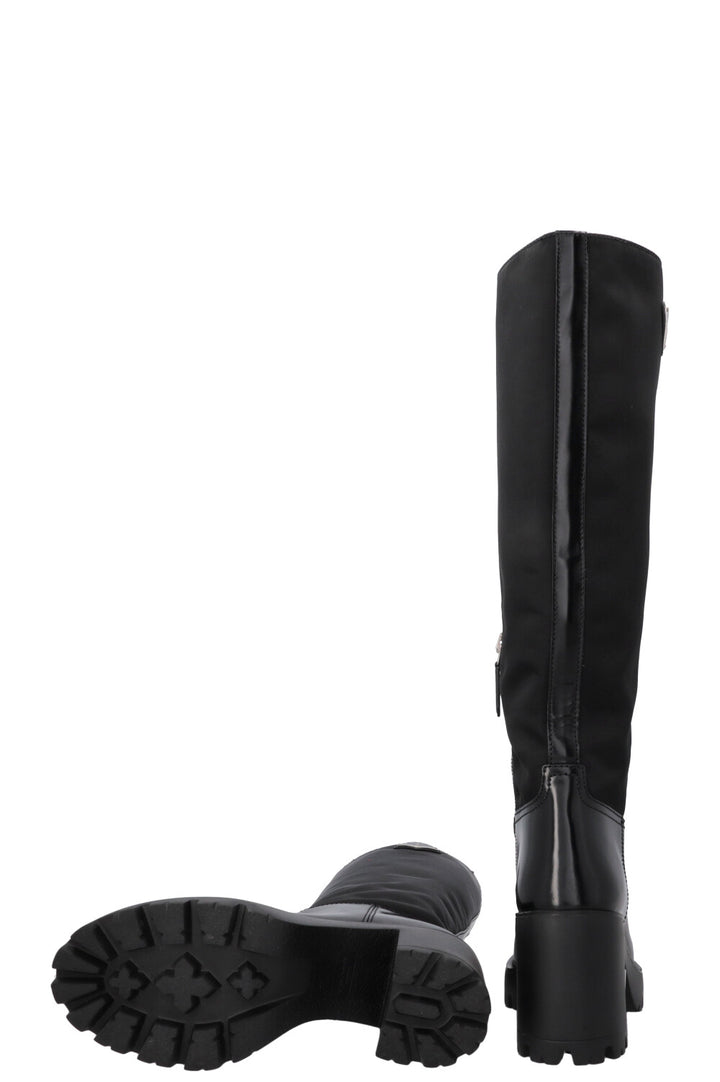 PRADA Re-Nylon Knee High Boots Black
