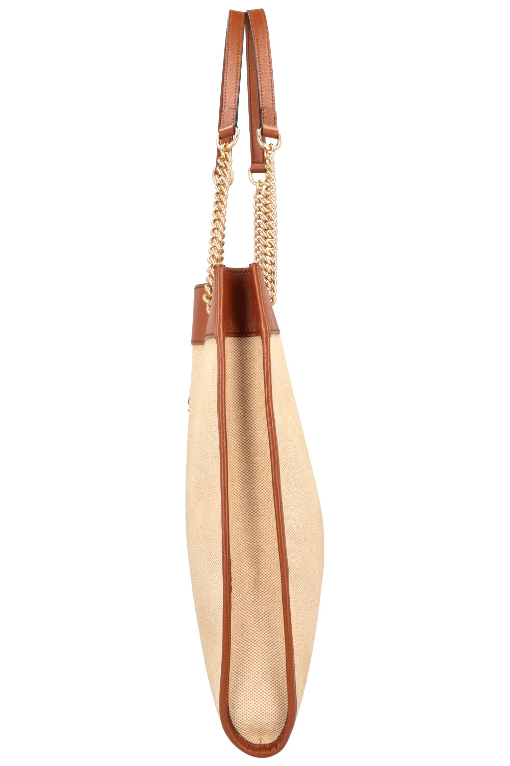 GUCCI Rajah Chain Tote Canvas Beige
