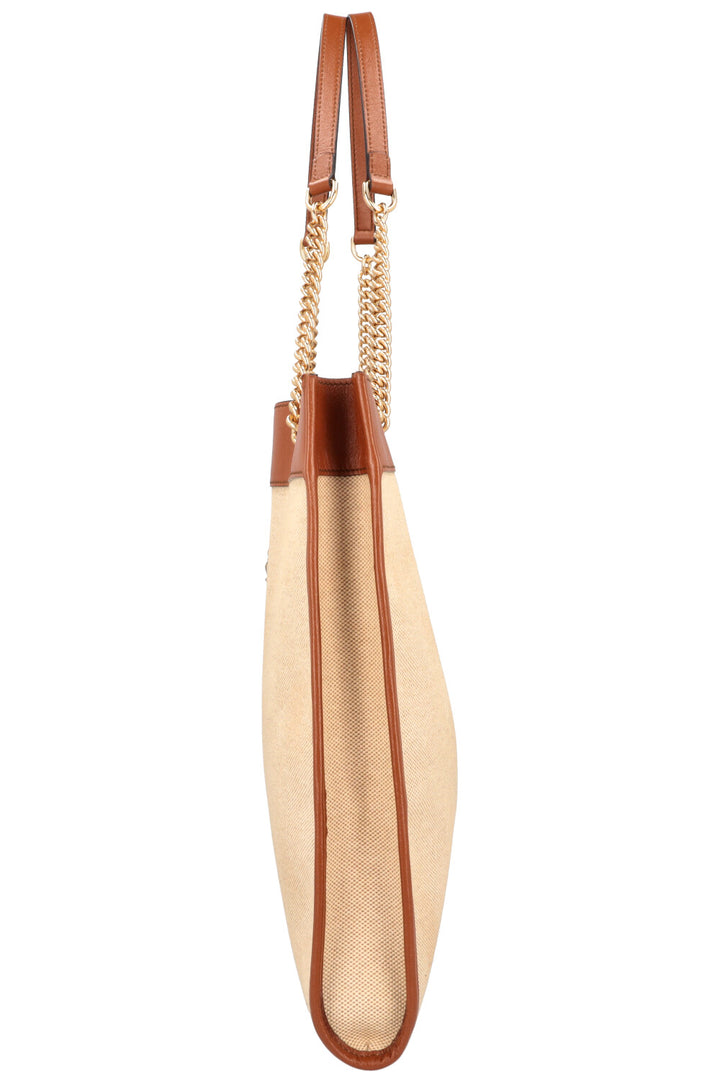 GUCCI Rajah Chain Tote Canvas Beige