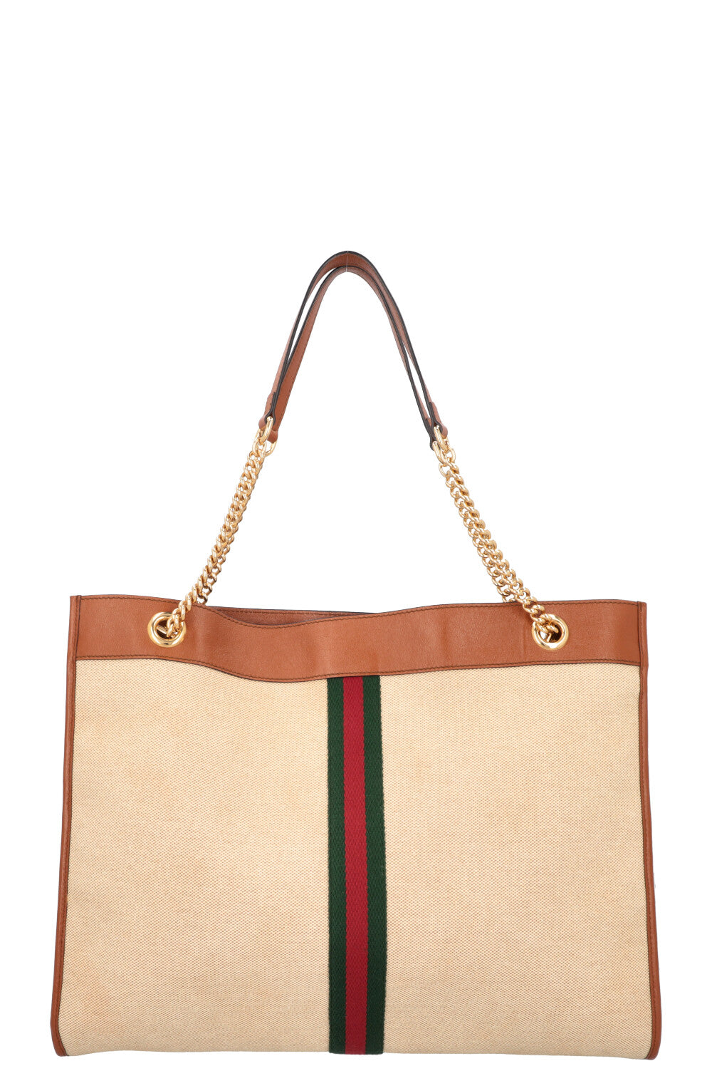 GUCCI Rajah Chain Tote Canvas Beige