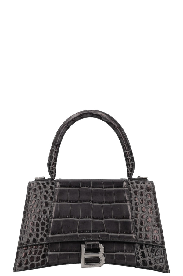 BALENCIAGA Hoursglass S Bag Croc Embossed Grey