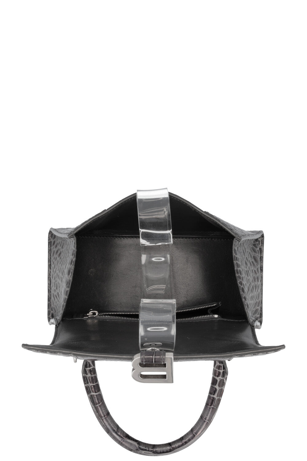 BALENCIAGA Hoursglass S Bag Croc Embossed Grey