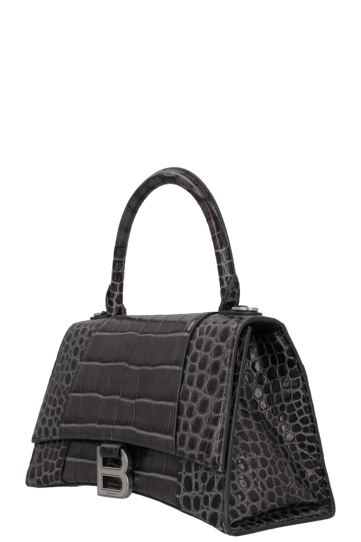 BALENCIAGA Hoursglass S Bag Croc Embossed Grey