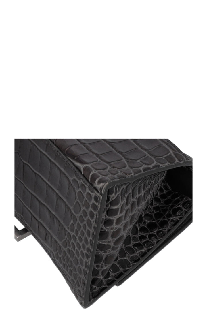 BALENCIAGA Hoursglass S Bag Croc Embossed Grey