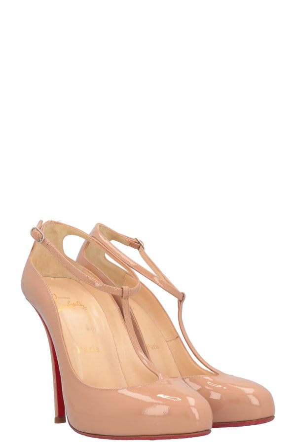 CHRISTIAN LOUBOUTIN Mary Jane Heels Patent Nude