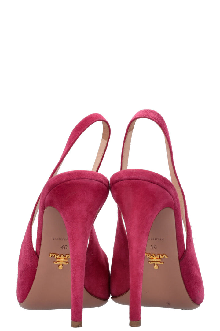 PRADA Slingback Heels Suede Pink