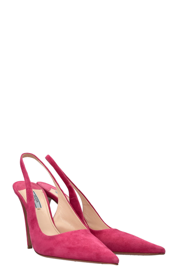 PRADA Slingback Heels Suede Pink