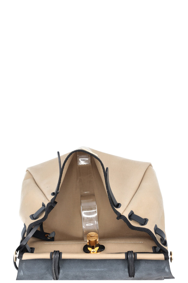 HERMÈS Herbag 31 Zip Toile Vache Hunter Ébène Paille