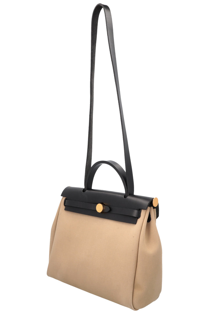 HERMÈS Herbag 31 Zip Toile Vache Hunter Ébène Paille