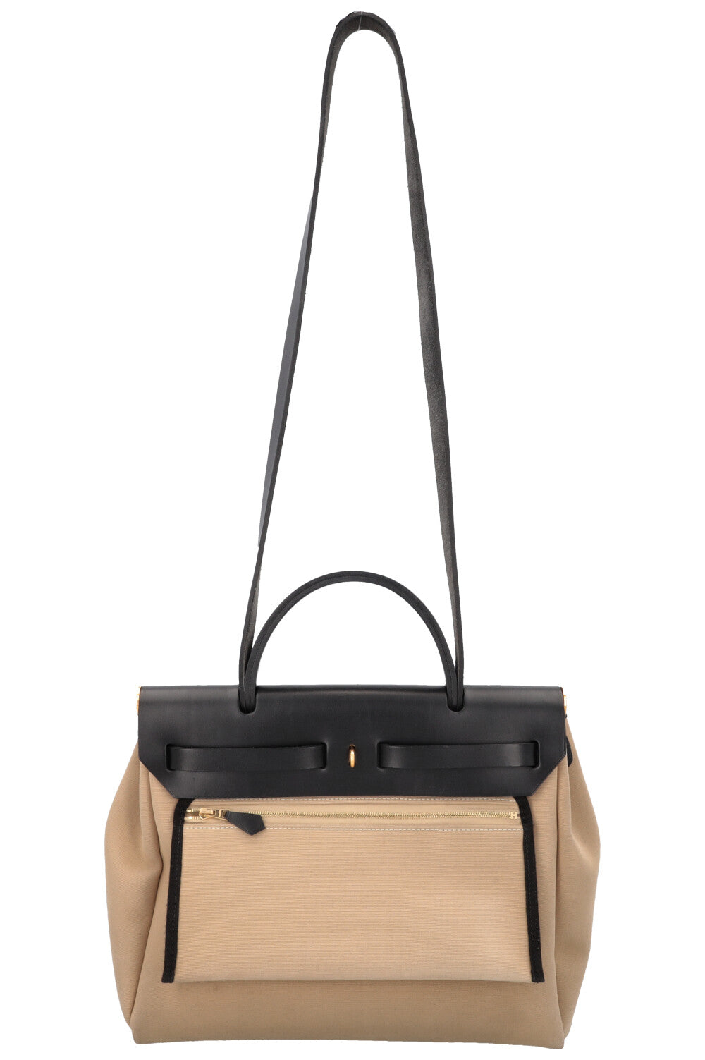HERMÈS Herbag 31 Zip Toile Vache Hunter Ébène Paille