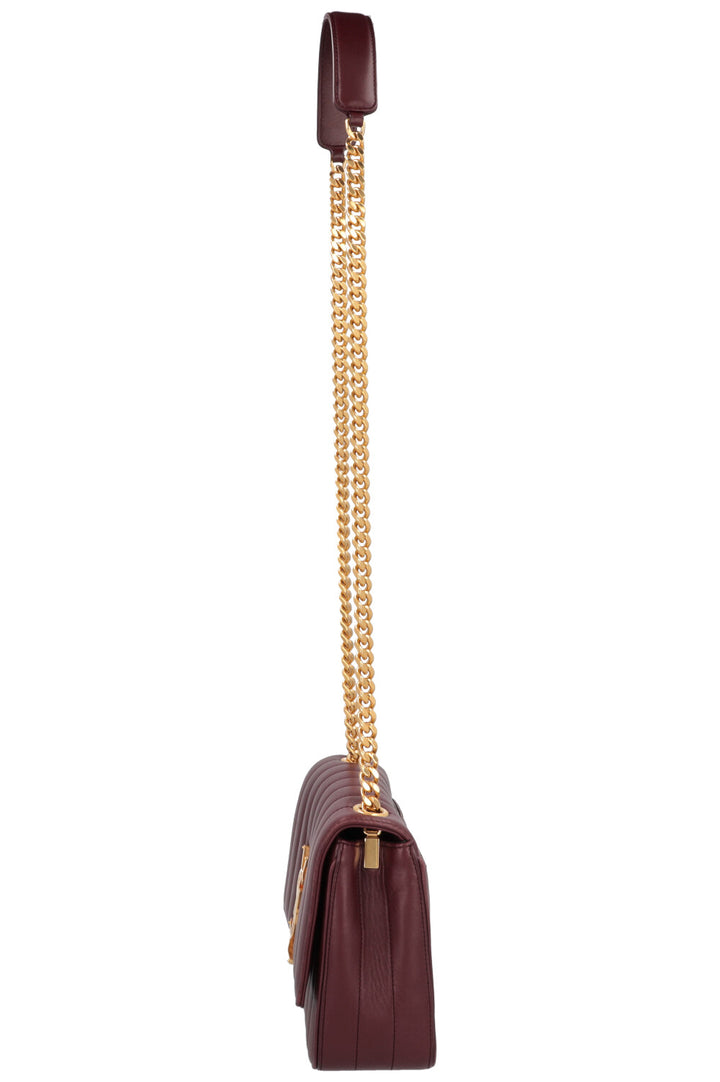 SAINT LAURENT Vicky Quilted Crossbody Bag Burgundy