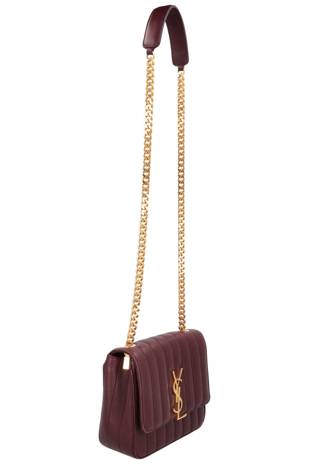SAINT LAURENT Vicky Quilted Crossbody Bag Burgundy