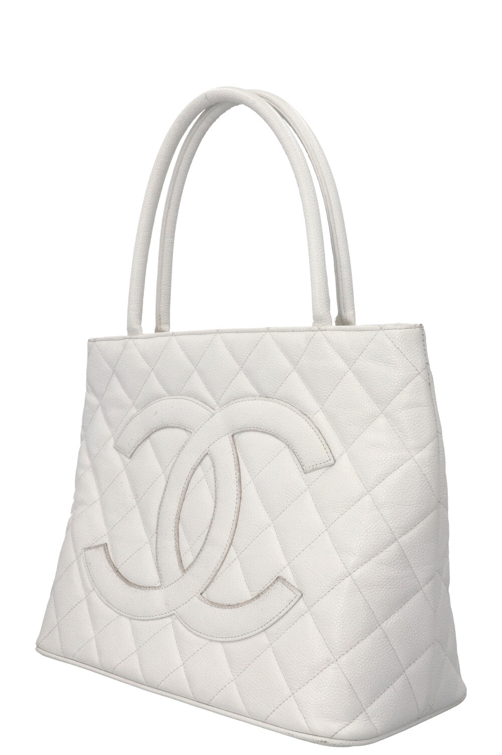 CHANEL Medaillon Tote Bag Leather White