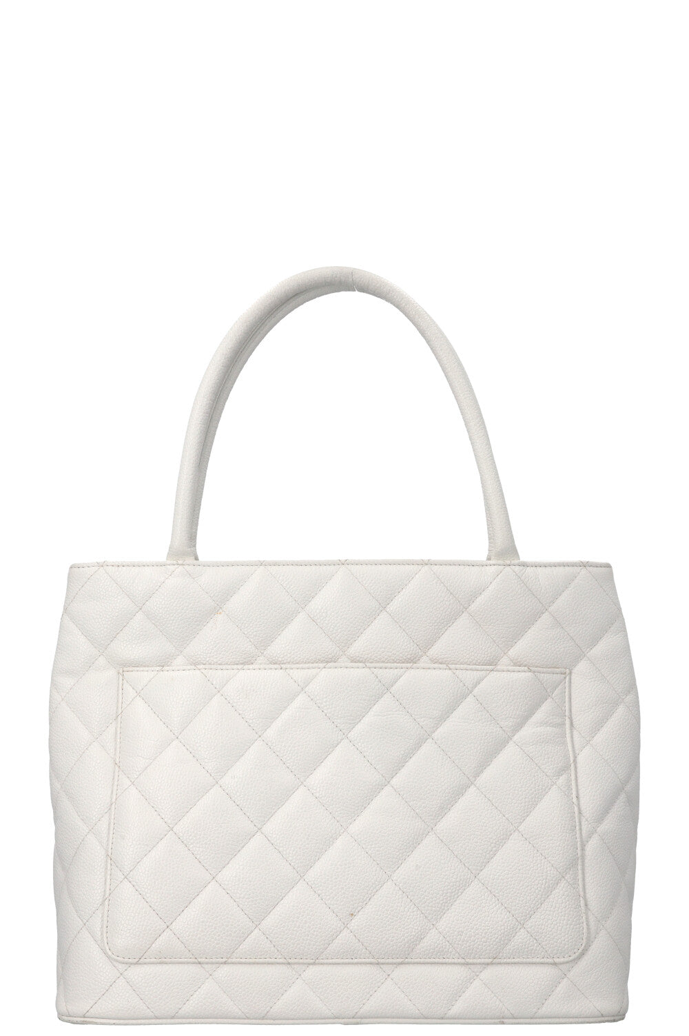 CHANEL Medaillon Tote Bag Leather White