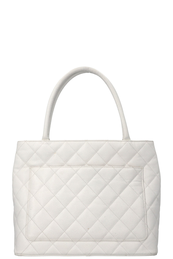 CHANEL Medaillon Tote Bag Leather White