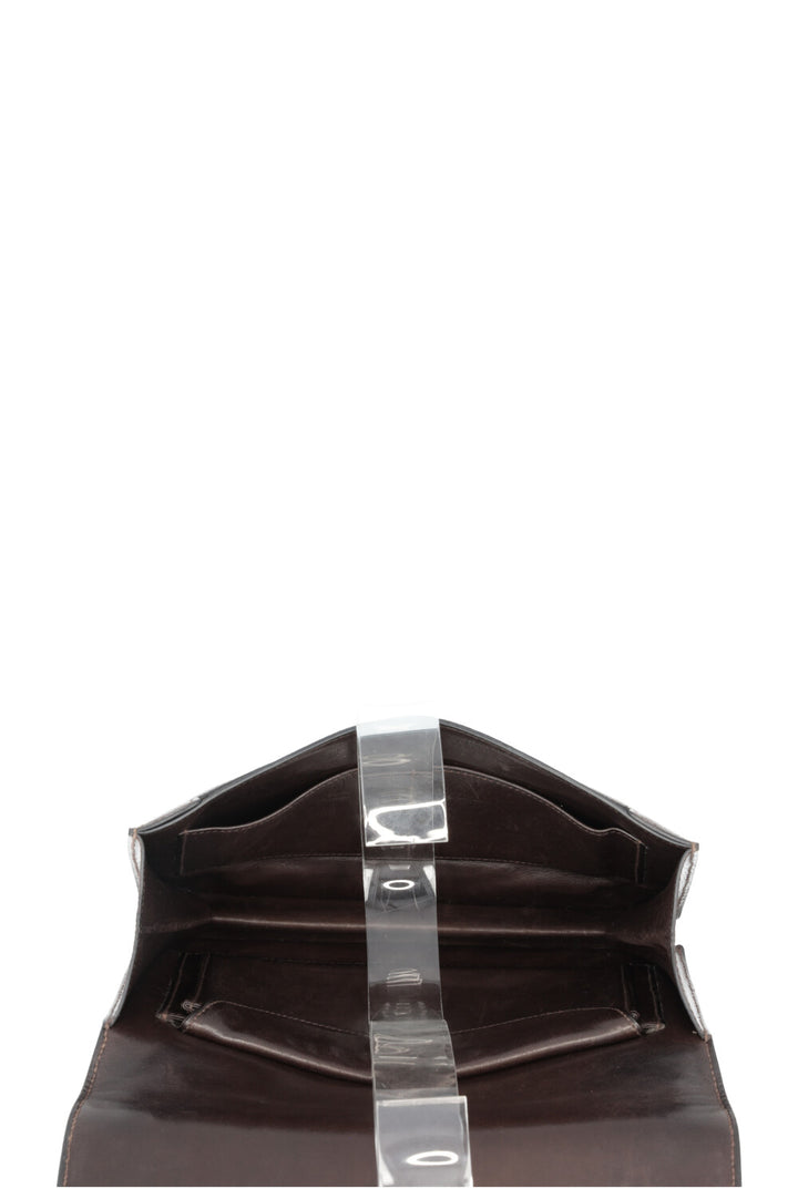 HERMÈS Pochette Faco Lézard Marron