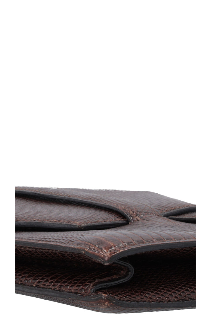 HERMÈS Pochette Faco Lézard Marron