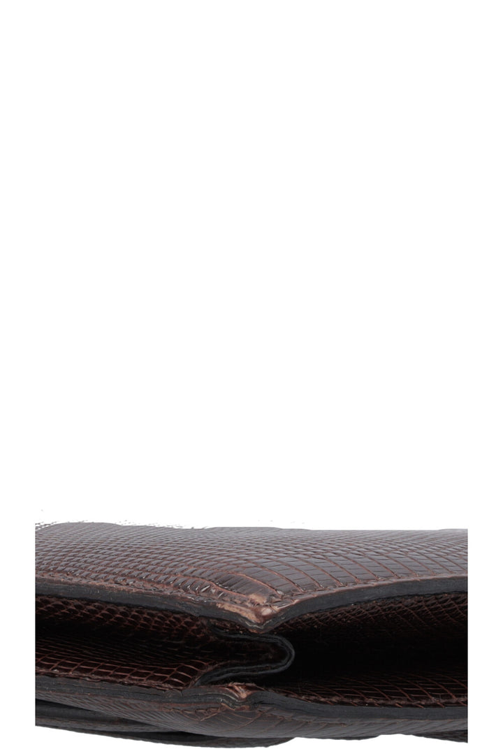 HERMÈS Pochette Faco Lézard Marron