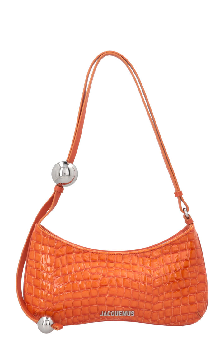 JACQUEMUS Le Bisou Perle Shoulder Bag Croc Embossed Orange