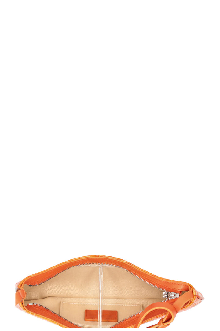 JACQUEMUS Le Bisou Perle Shoulder Bag Croc Embossed Orange