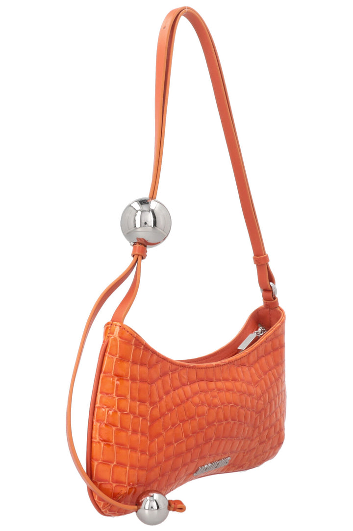 JACQUEMUS Le Bisou Perle Shoulder Bag Croc Embossed Orange
