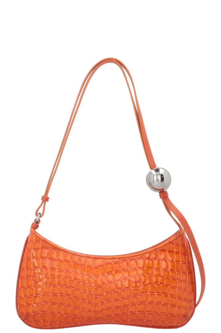 JACQUEMUS Le Bisou Perle Shoulder Bag Croc Embossed Orange