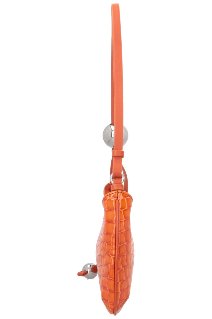 JACQUEMUS Le Bisou Perle Shoulder Bag Croc Embossed Orange