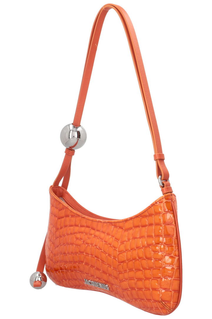 JACQUEMUS Le Bisou Perle Shoulder Bag Croc Embossed Orange