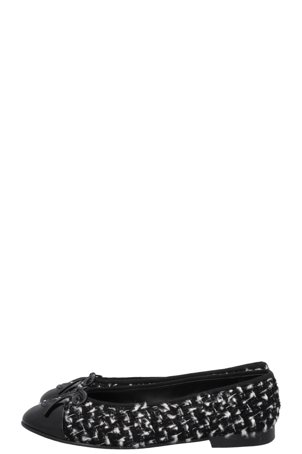 CHANEL Classic Ballet Flats Tweed Black White