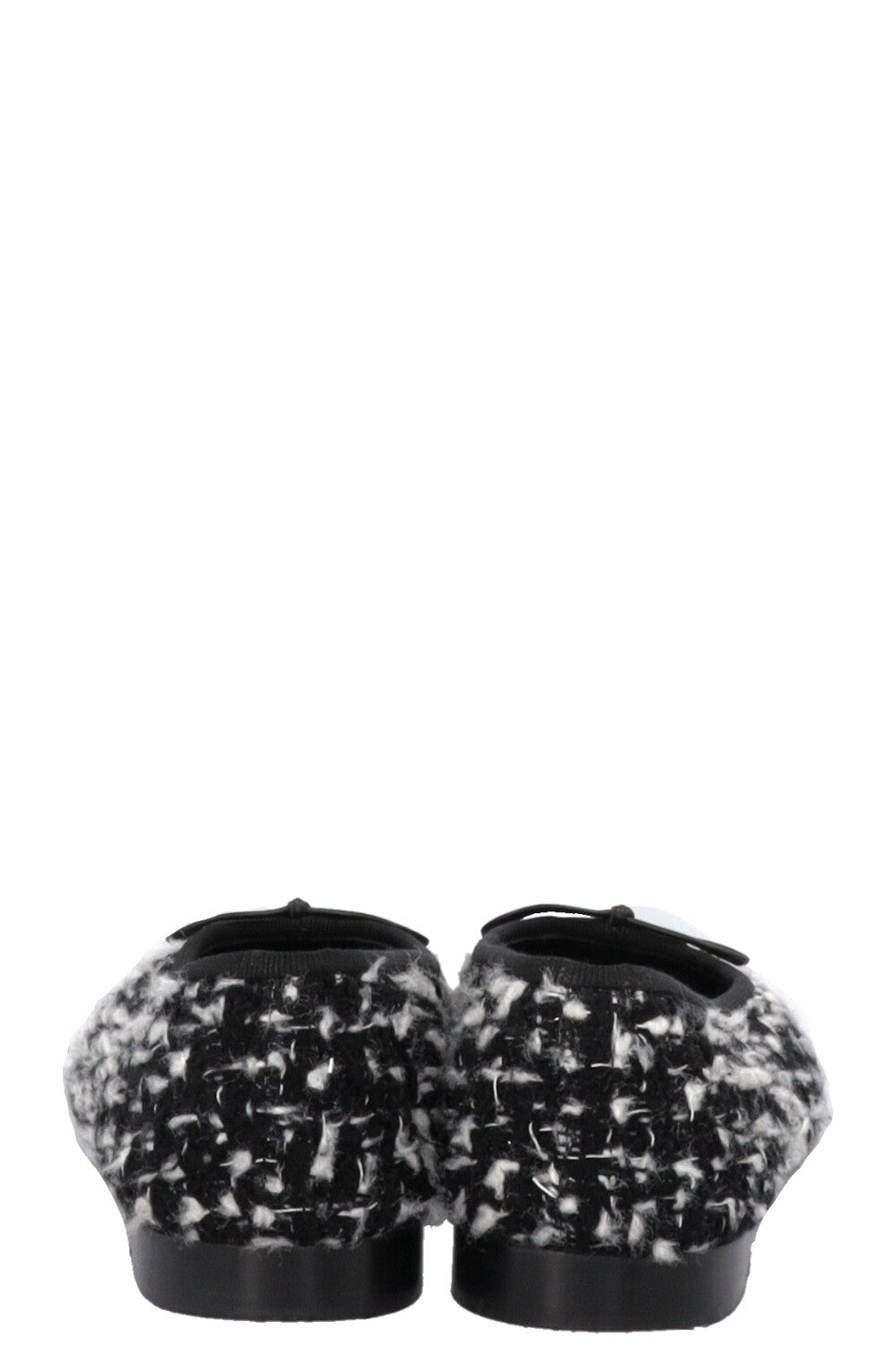 CHANEL Classic Ballet Flats Tweed Black White
