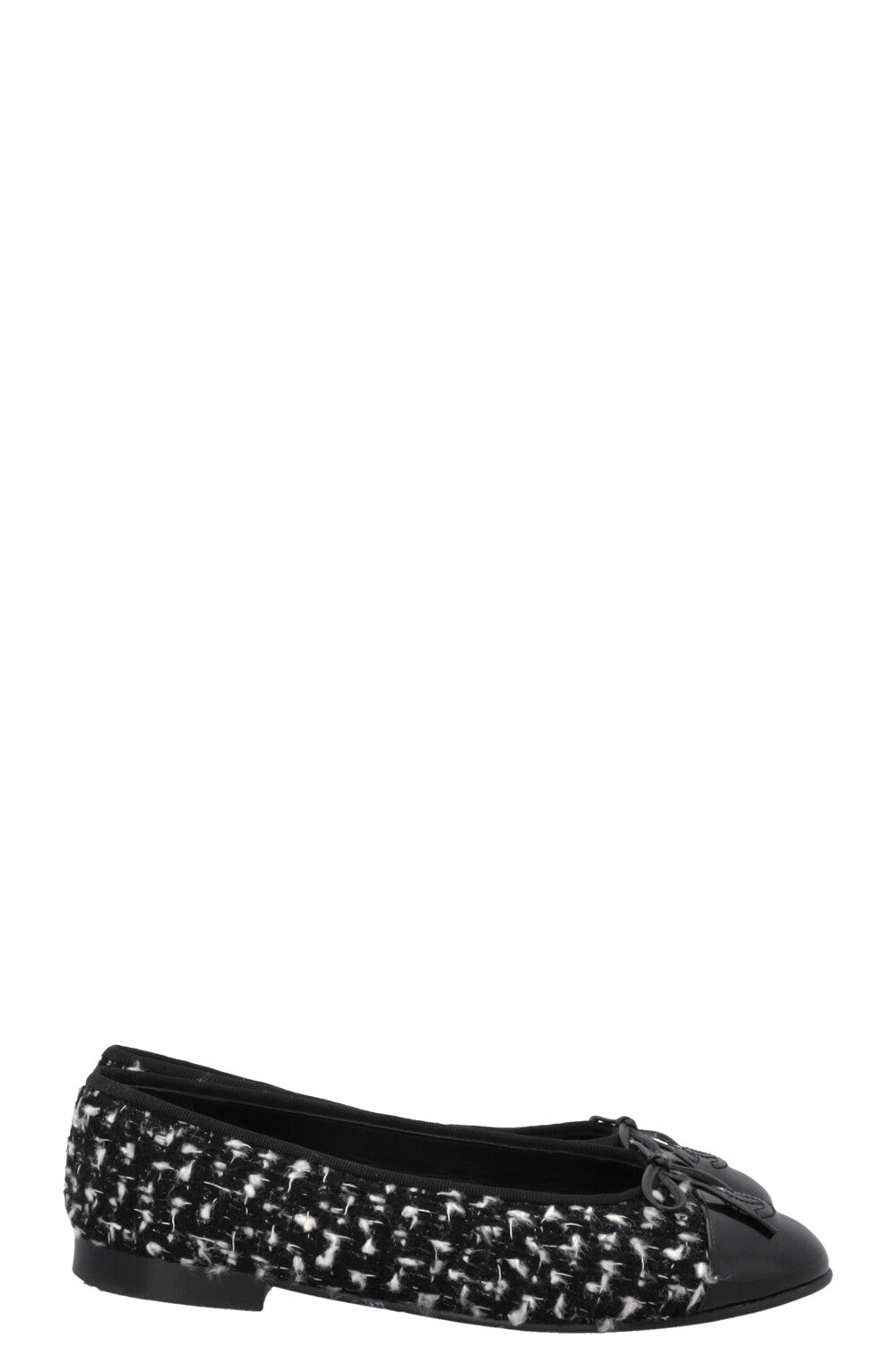 CHANEL Classic Ballet Flats Tweed Black White