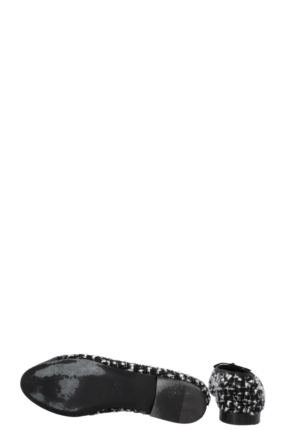 CHANEL Classic Ballet Flats Tweed Black White