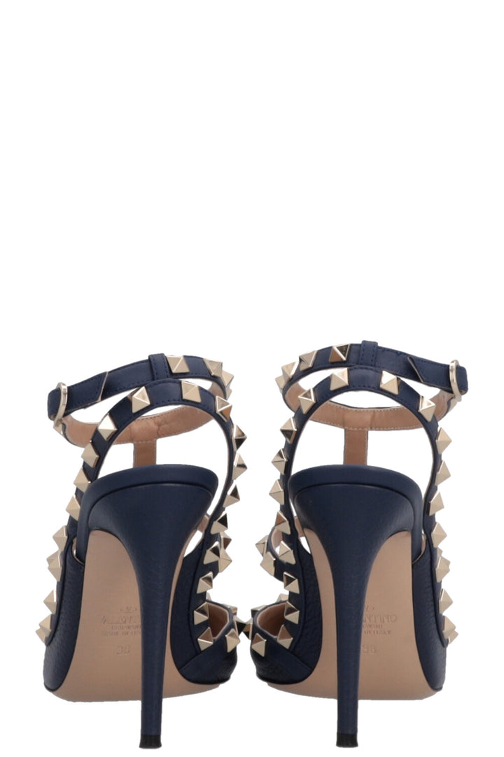 VALENTINO T Strap Rockstud Heels Navy