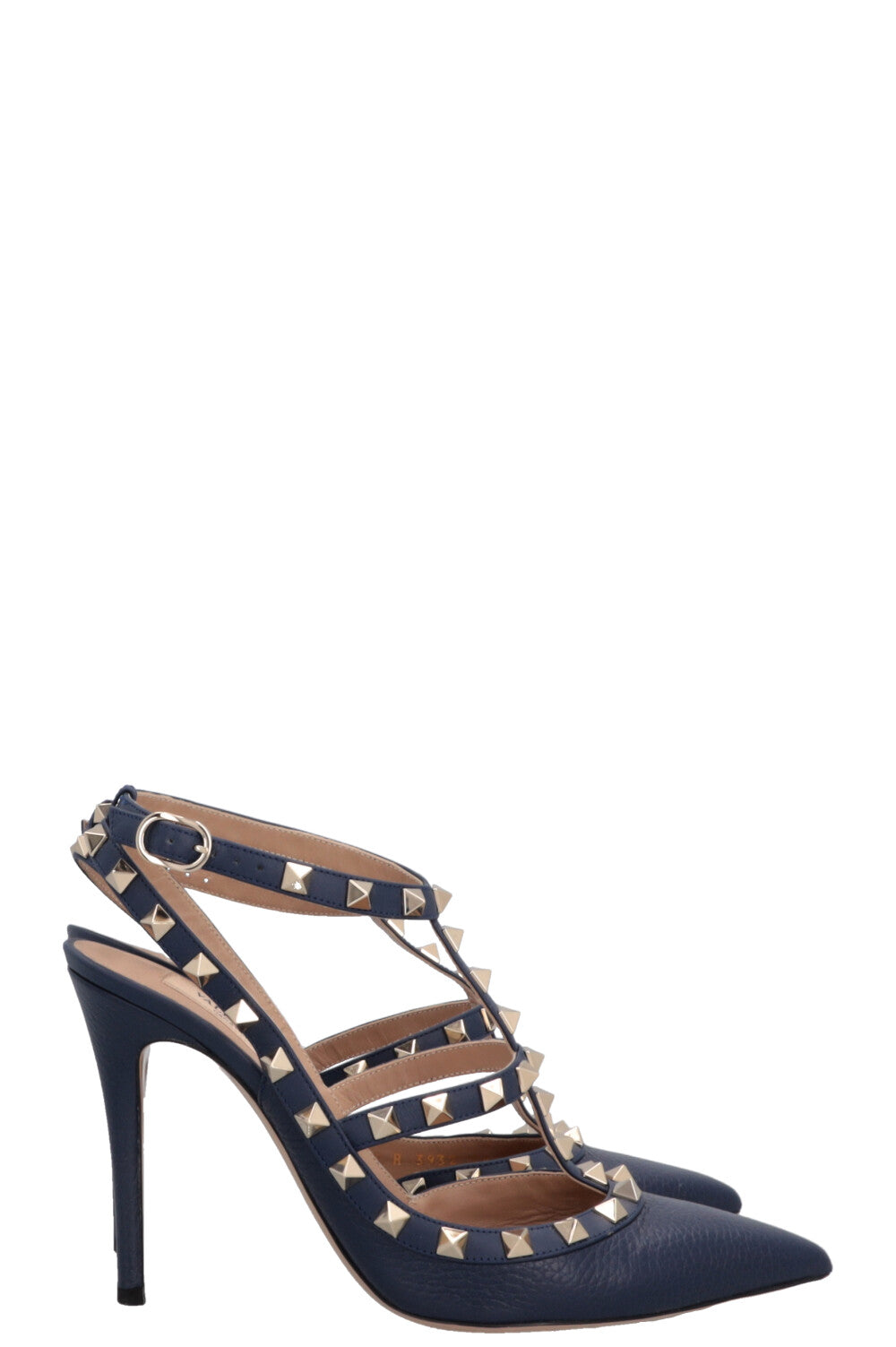 VALENTINO T Strap Rockstud Heels Navy