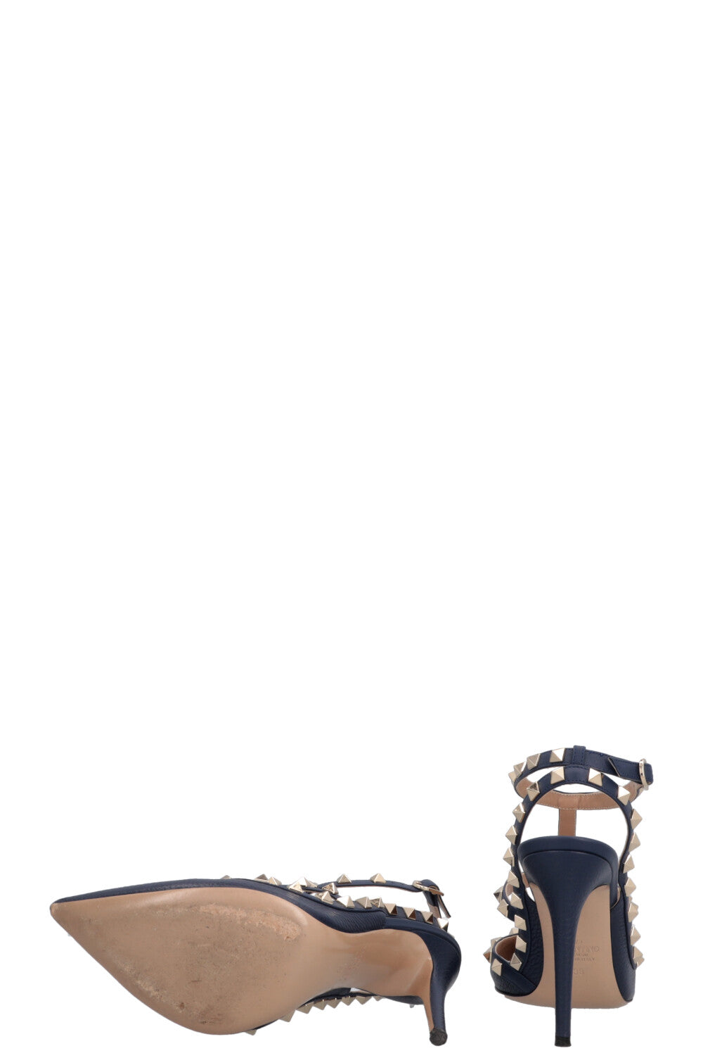 VALENTINO T Strap Rockstud Heels Navy
