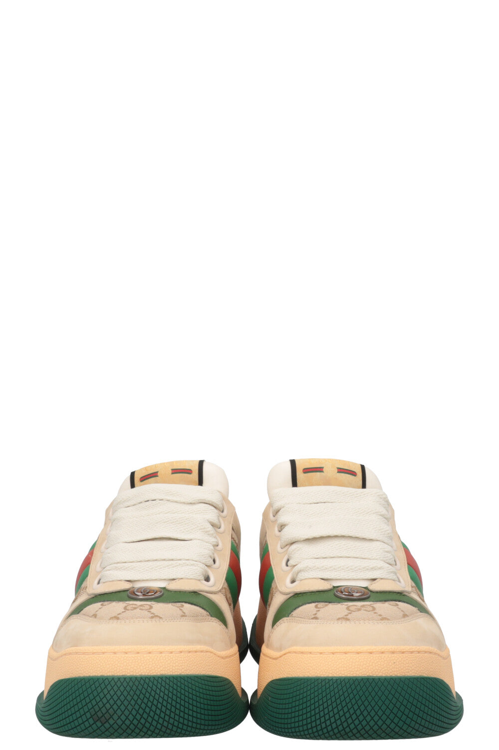 GUCCI Double Screener GG Sneakers Beige Green