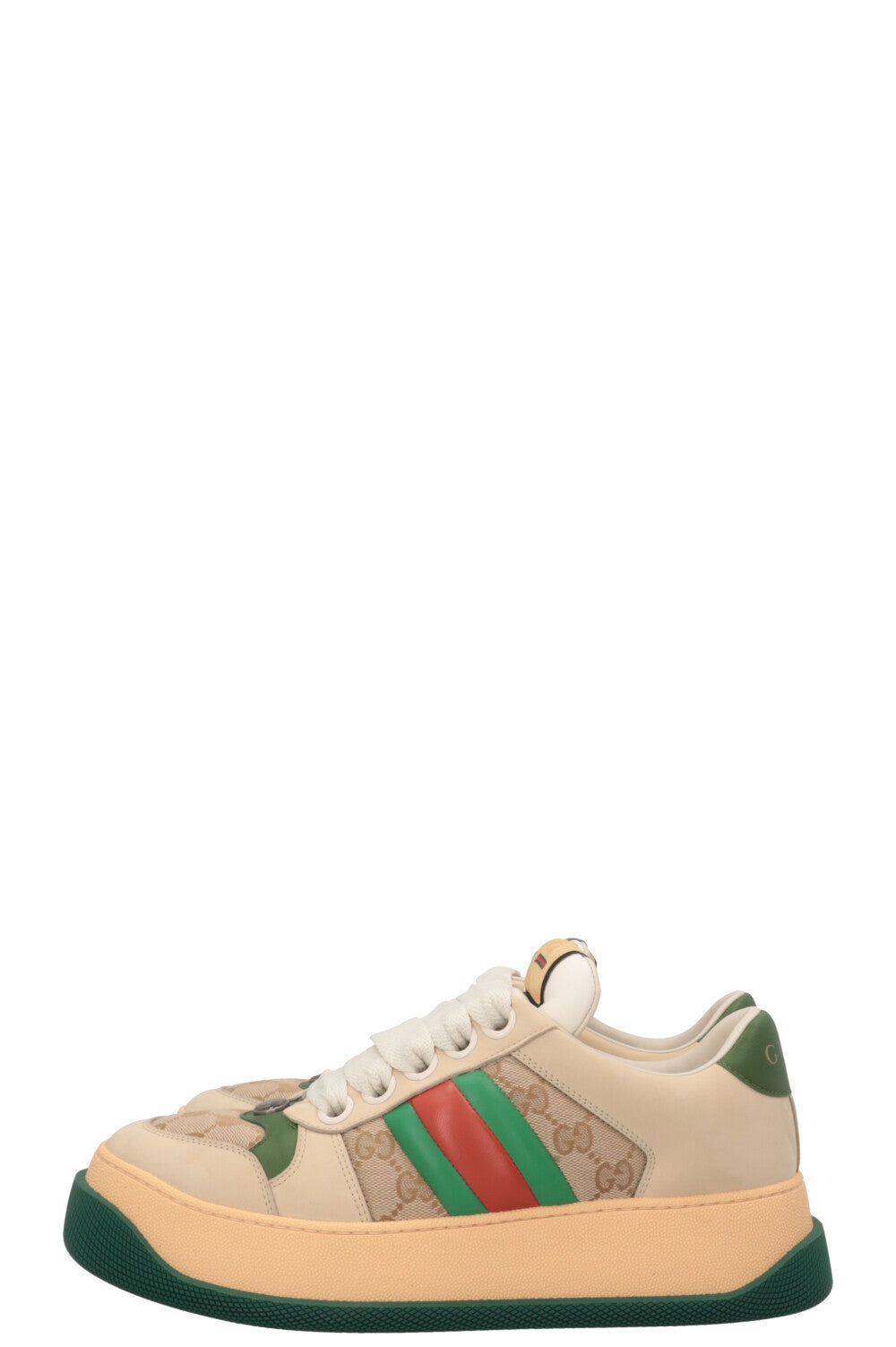 GUCCI Double Screener GG Sneakers Beige Green