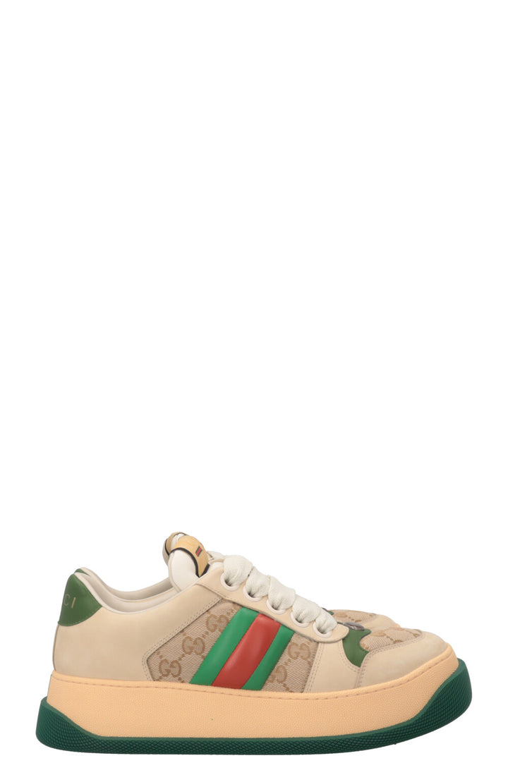 GUCCI Double Screener GG Sneakers Beige Green